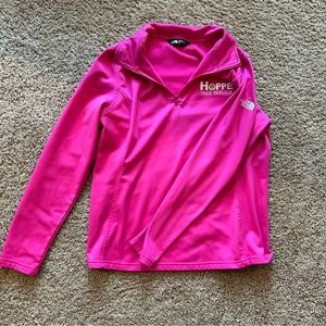 pink north face lightweight quarter zip jacket in size L